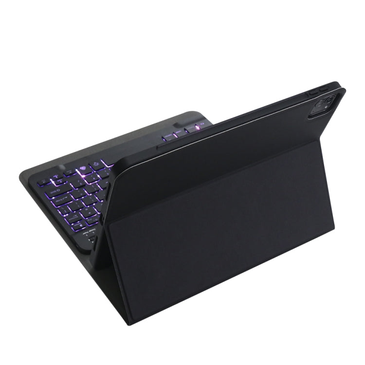A11BS 2020 Ultra-thin ABS Detachable Bluetooth Keyboard Tablet Case for iPad Pro 11 2022 / 2021 / Air4 / Air5, with Backlight & Pen Slot & Holder (Black)