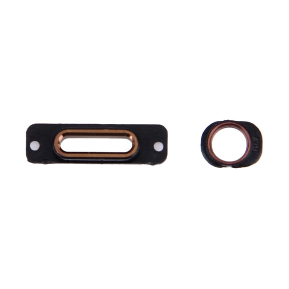 10 PCS 2 in 1 for iPhone SE Charging Port Retaining Brackets + Headphone Jack Rings(Rose Gold)
