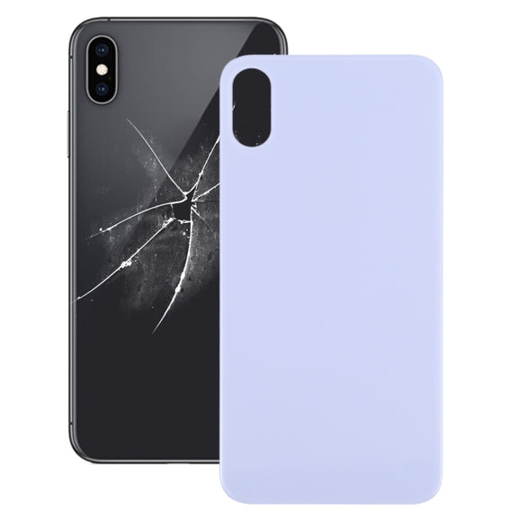 Easy Replacement Big Camera Hole Glass Back Battery Cover for iPhone X / XS(Purple)