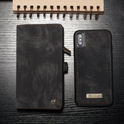 For iPhone X / XS CaseMe-008 TPU + PC Magnetic Absorption Detachable Back Cover Horizontal Flip Leather Case with Holder & Card Slots & Zipper Wallet & Photo Frame(Black)