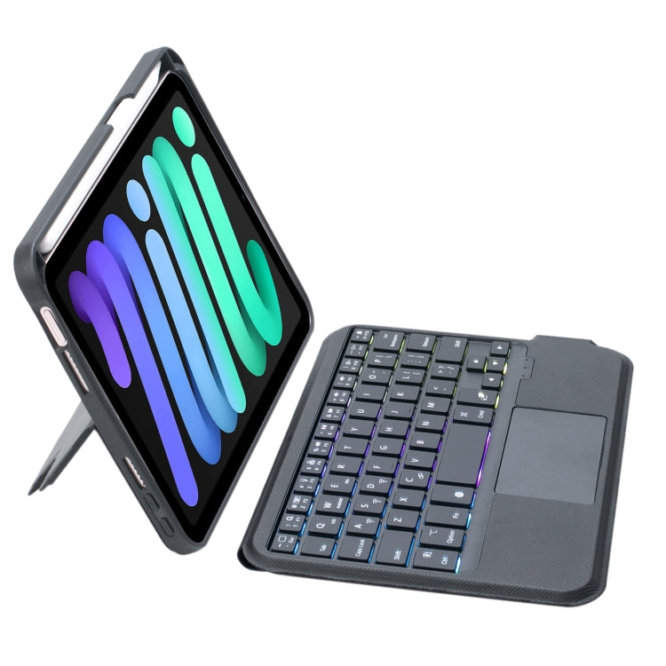 T06-AS For iPad mini6 Touch Backlight Split Type Bluetooth Keyboard Leather Case