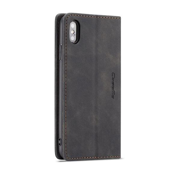 For iPhone XS Max CaseMe-013 Multifunctional Retro Frosted Horizontal Flip Leather Case with Card Slot & Holder & Wallet(Black)