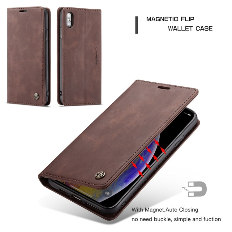 For iPhone XS Max CaseMe-013 Multifunctional Retro Frosted Horizontal Flip Leather Case with Card Slot & Holder & Wallet(Coffee)