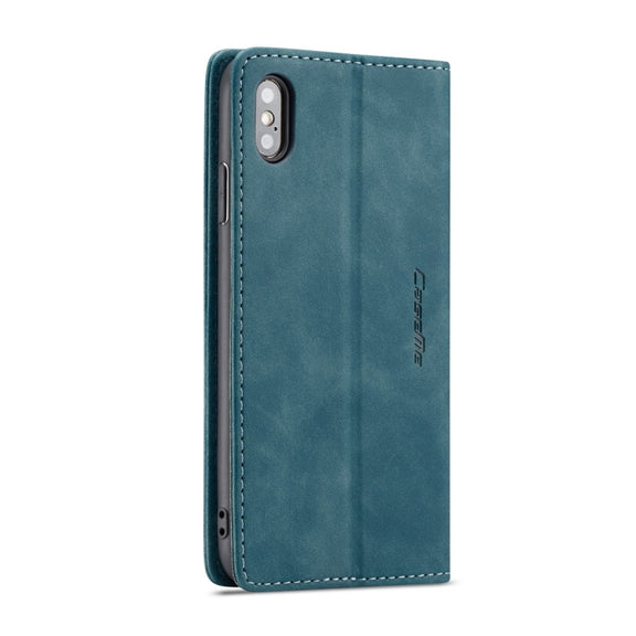 For iPhone XS Max CaseMe-013 Multifunctional Retro Frosted Horizontal Flip Leather Case with Card Slot & Holder & Wallet(Blue)