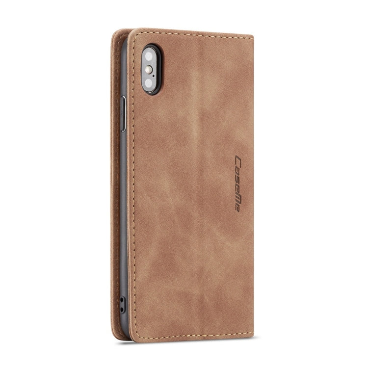 For iPhone XS Max CaseMe-013 Multifunctional Retro Frosted Horizontal Flip Leather Case with Card Slot & Holder & Wallet(Brown)