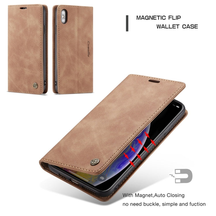 For iPhone XS Max CaseMe-013 Multifunctional Retro Frosted Horizontal Flip Leather Case with Card Slot & Holder & Wallet(Brown)