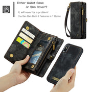 For iPhone XS Max CaseMe Detachable Multifunctional Horizontal Flip Leather Case with Card Slot & Holder & Zipper Wallet & Photo Frame (Black)