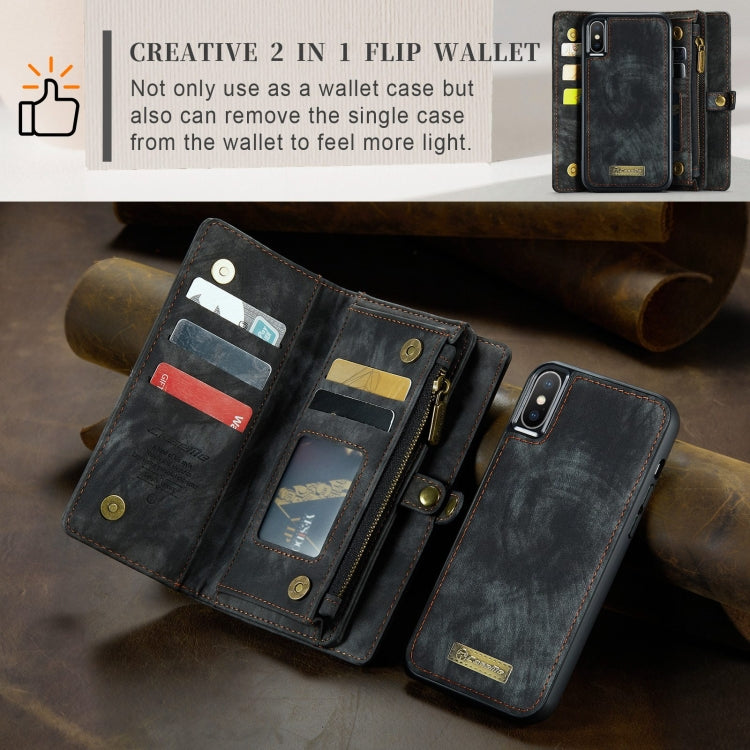 For iPhone XS Max CaseMe Detachable Multifunctional Horizontal Flip Leather Case with Card Slot & Holder & Zipper Wallet & Photo Frame (Black) - More iPhone Cases by CaseMe | Online Shopping South Africa | PMC Jewellery | Buy Now Pay Later Mobicred
