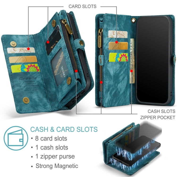 For iPhone XS Max CaseMe Detachable Multifunctional Horizontal Flip Leather Case with Card Slot & Holder & Zipper Wallet & Photo Frame (Blue)
