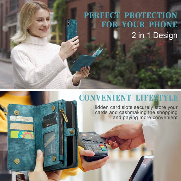 For iPhone XS Max CaseMe Detachable Multifunctional Horizontal Flip Leather Case with Card Slot & Holder & Zipper Wallet & Photo Frame (Blue)