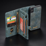 For iPhone XS Max CaseMe Detachable Multifunctional Horizontal Flip Leather Case with Card Slot & Holder & Zipper Wallet & Photo Frame (Blue)