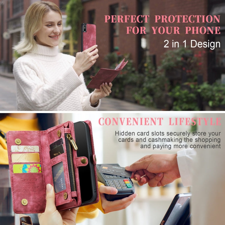For iPhone XS Max CaseMe Detachable Multifunctional Horizontal Flip Leather Case with Card Slot & Holder & Zipper Wallet & Photo Frame (Red)