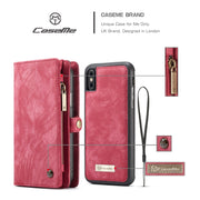 For iPhone XS Max CaseMe Detachable Multifunctional Horizontal Flip Leather Case with Card Slot & Holder & Zipper Wallet & Photo Frame (Red)