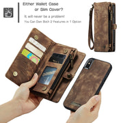 For iPhone XS Max CaseMe Detachable Multifunctional Horizontal Flip Leather Case with Card Slot & Holder & Zipper Wallet & Photo Frame (Brown)