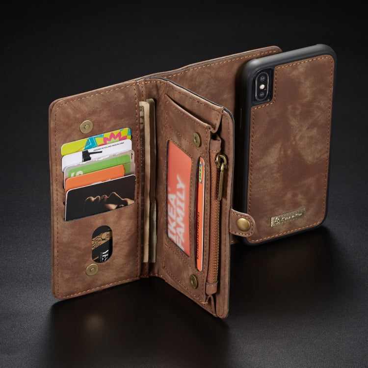 For iPhone XS Max CaseMe Detachable Multifunctional Horizontal Flip Leather Case with Card Slot & Holder & Zipper Wallet & Photo Frame (Brown)