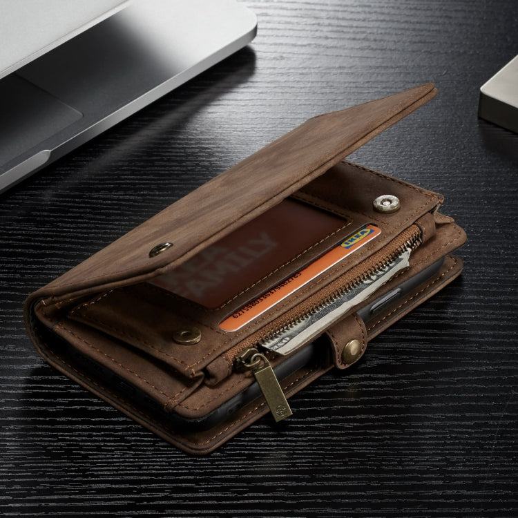 For iPhone XS Max CaseMe Detachable Multifunctional Horizontal Flip Leather Case with Card Slot & Holder & Zipper Wallet & Photo Frame (Brown)
