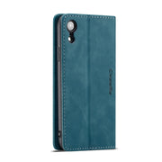 For iPhone XR CaseMe-013 Multifunctional Retro Frosted Horizontal Flip Leather Case with Card Slot & Holder & Wallet(Blue)