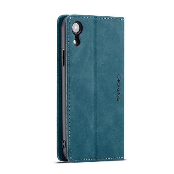 For iPhone XR CaseMe-013 Multifunctional Retro Frosted Horizontal Flip Leather Case with Card Slot & Holder & Wallet(Blue)