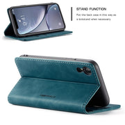 For iPhone XR CaseMe-013 Multifunctional Retro Frosted Horizontal Flip Leather Case with Card Slot & Holder & Wallet(Blue)