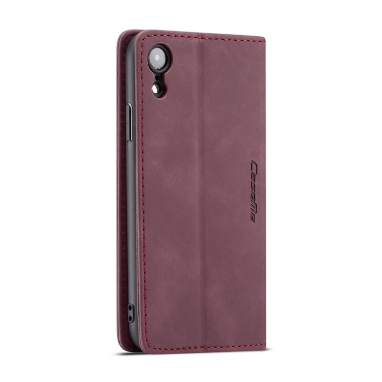 For iPhone XR CaseMe-013 Multifunctional Retro Frosted Horizontal Flip Leather Case with Card Slot & Holder & Wallet(Wine Red)