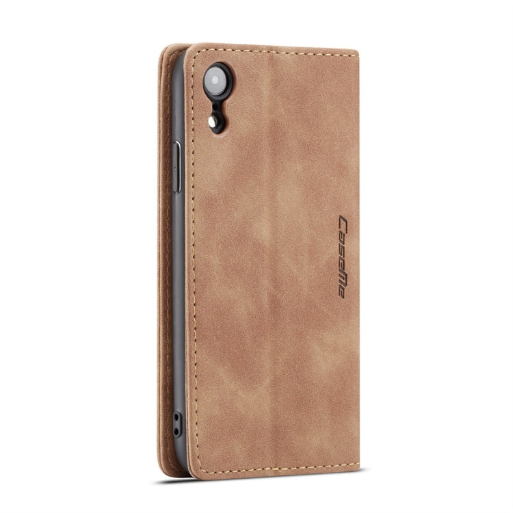For iPhone XR CaseMe-013 Multifunctional Retro Frosted Horizontal Flip Leather Case with Card Slot & Holder & Wallet(Brown)