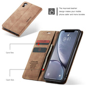For iPhone XR CaseMe-013 Multifunctional Retro Frosted Horizontal Flip Leather Case with Card Slot & Holder & Wallet(Brown)