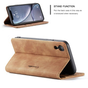 For iPhone XR CaseMe-013 Multifunctional Retro Frosted Horizontal Flip Leather Case with Card Slot & Holder & Wallet(Brown)