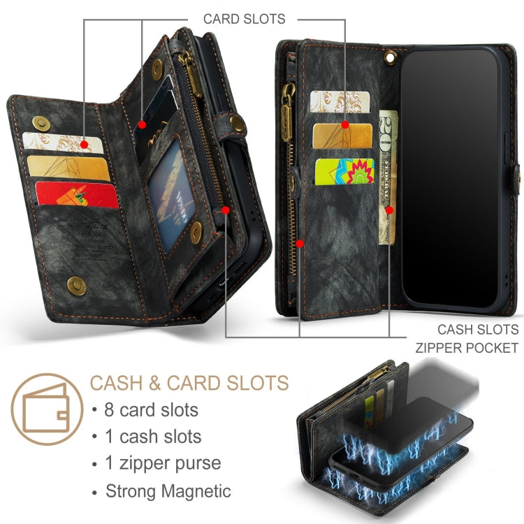 For iPhone XR CaseMe Detachable Multifunctional Horizontal Flip Leather Case with Card Slot & Holder & Zipper Wallet & Photo Frame (Black)