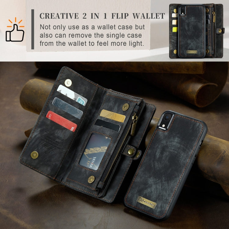 For iPhone XR CaseMe Detachable Multifunctional Horizontal Flip Leather Case with Card Slot & Holder & Zipper Wallet & Photo Frame (Black)