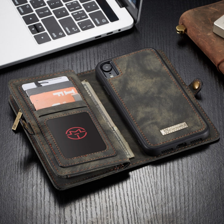 For iPhone XR CaseMe Detachable Multifunctional Horizontal Flip Leather Case with Card Slot & Holder & Zipper Wallet & Photo Frame (Black)