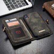 For iPhone XR CaseMe Detachable Multifunctional Horizontal Flip Leather Case with Card Slot & Holder & Zipper Wallet & Photo Frame (Black)
