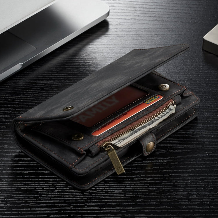 For iPhone XR CaseMe Detachable Multifunctional Horizontal Flip Leather Case with Card Slot & Holder & Zipper Wallet & Photo Frame (Black)