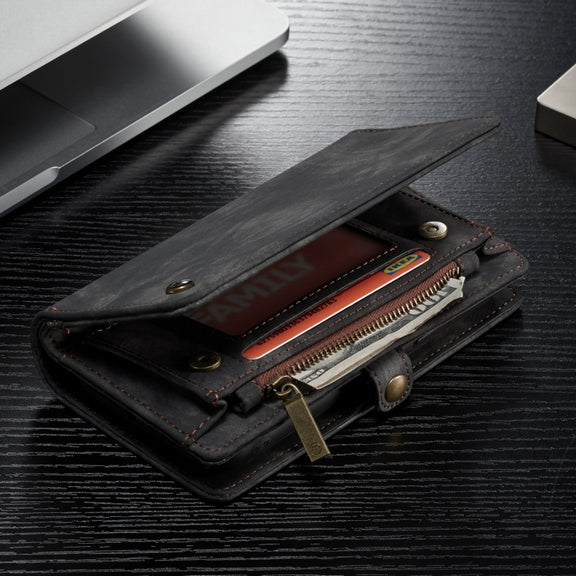 For iPhone XR CaseMe Detachable Multifunctional Horizontal Flip Leather Case with Card Slot & Holder & Zipper Wallet & Photo Frame (Black)