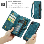 For iPhone XR CaseMe Detachable Multifunctional Horizontal Flip Leather Case with Card Slot & Holder & Zipper Wallet & Photo Frame (Blue)