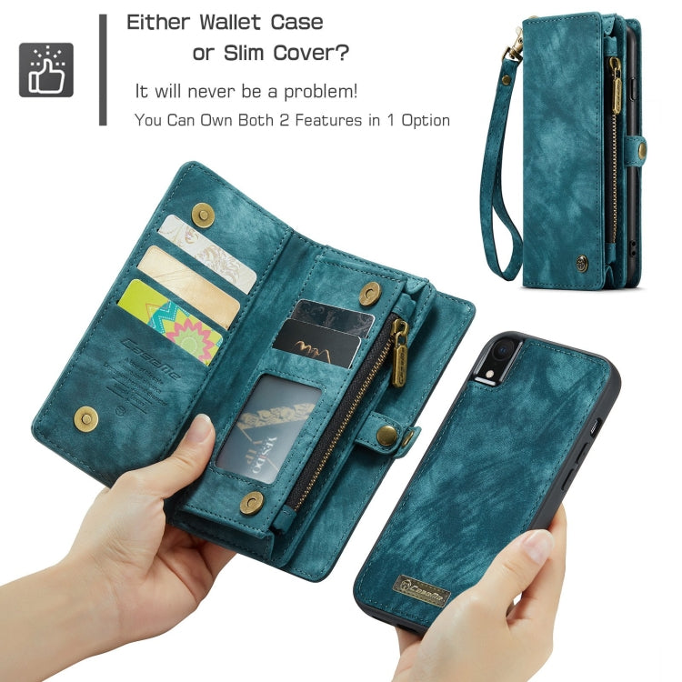 For iPhone XR CaseMe Detachable Multifunctional Horizontal Flip Leather Case with Card Slot & Holder & Zipper Wallet & Photo Frame (Blue)