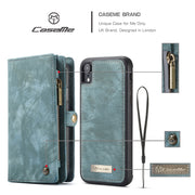 For iPhone XR CaseMe Detachable Multifunctional Horizontal Flip Leather Case with Card Slot & Holder & Zipper Wallet & Photo Frame (Blue)