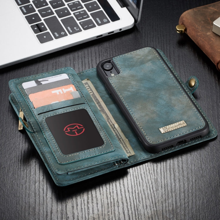 For iPhone XR CaseMe Detachable Multifunctional Horizontal Flip Leather Case with Card Slot & Holder & Zipper Wallet & Photo Frame (Blue)