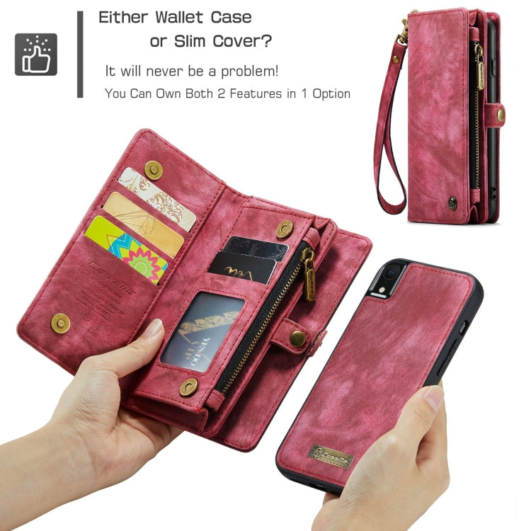 For iPhone XR CaseMe Detachable Multifunctional Horizontal Flip Leather Case with Card Slot & Holder & Zipper Wallet & Photo Frame (Red)