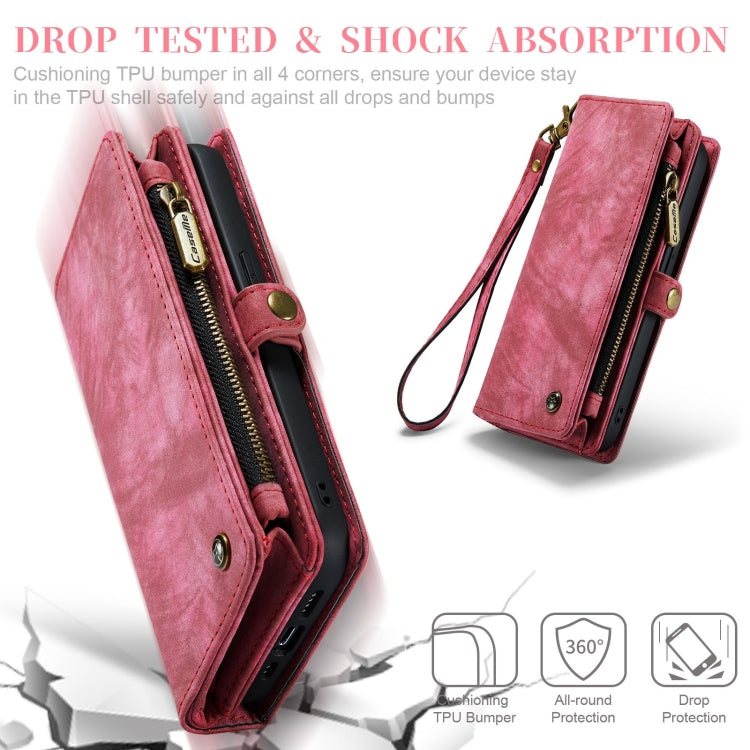 For iPhone XR CaseMe Detachable Multifunctional Horizontal Flip Leather Case with Card Slot & Holder & Zipper Wallet & Photo Frame (Red)