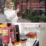 For iPhone XR CaseMe Detachable Multifunctional Horizontal Flip Leather Case with Card Slot & Holder & Zipper Wallet & Photo Frame (Red)