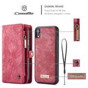 For iPhone XR CaseMe Detachable Multifunctional Horizontal Flip Leather Case with Card Slot & Holder & Zipper Wallet & Photo Frame (Red)