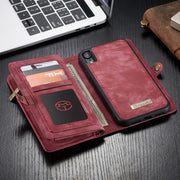 For iPhone XR CaseMe Detachable Multifunctional Horizontal Flip Leather Case with Card Slot & Holder & Zipper Wallet & Photo Frame (Red)