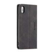 For iPhone X / XS CaseMe-013 Multifunctional Retro Frosted Horizontal Flip Leather Case with Card Slot & Holder & Wallet(Black)