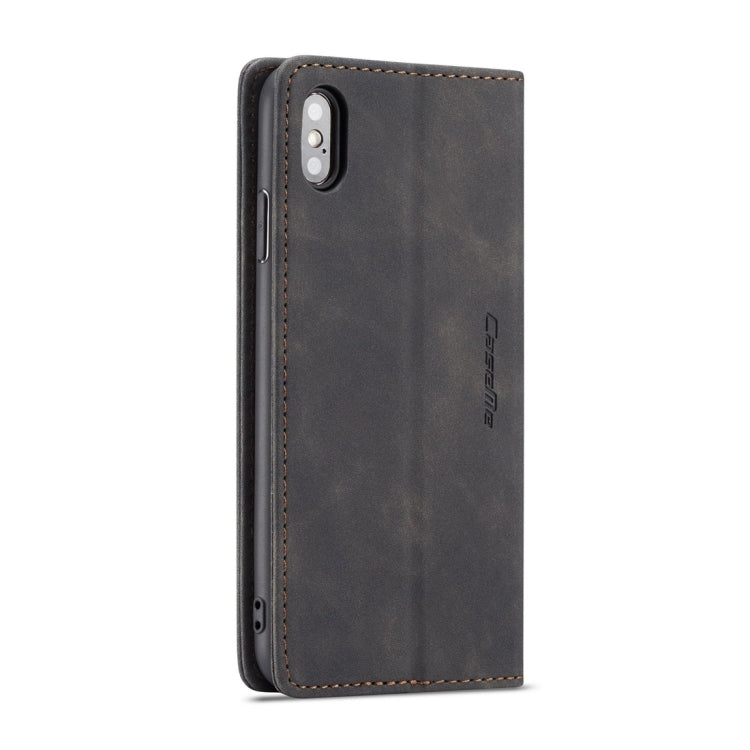 For iPhone X / XS CaseMe-013 Multifunctional Retro Frosted Horizontal Flip Leather Case with Card Slot & Holder & Wallet(Black)