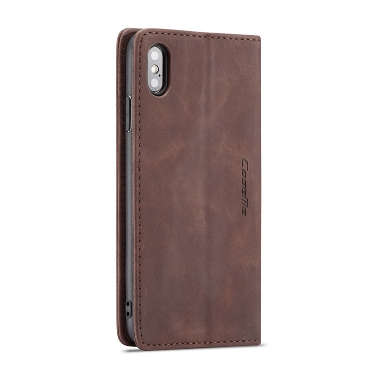 For iPhone X / XS CaseMe-013 Multifunctional Retro Frosted Horizontal Flip Leather Case with Card Slot & Holder & Wallet(Coffee)