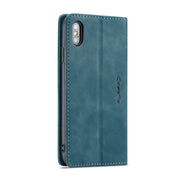 For iPhone X / XS CaseMe-013 Multifunctional Retro Frosted Horizontal Flip Leather Case with Card Slot & Holder & Wallet(Blue)