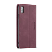 For iPhone X / XS CaseMe-013 Multifunctional Retro Frosted Horizontal Flip Leather Case with Card Slot & Holder & Wallet(Wine Red)