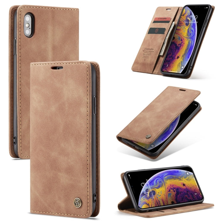 For iPhone X / XS CaseMe-013 Multifunctional Retro Frosted Horizontal Flip Leather Case with Card Slot & Holder & Wallet(Brown) - free shipping - PMC Jewellery - Order now!