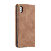 For iPhone X / XS CaseMe-013 Multifunctional Retro Frosted Horizontal Flip Leather Case with Card Slot & Holder & Wallet(Brown)
