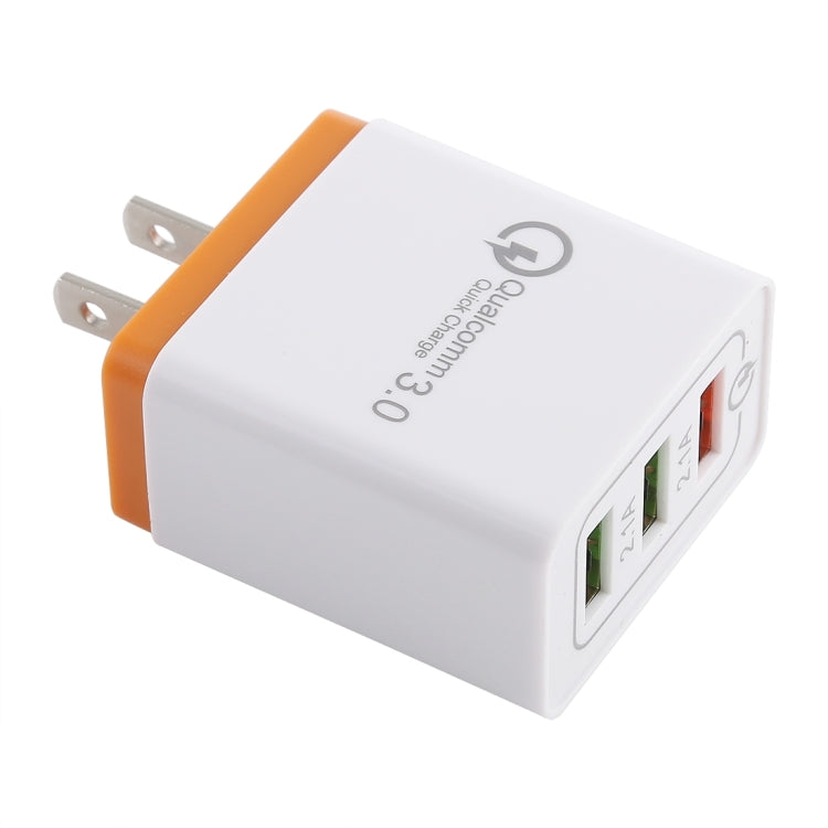AR-QC-03 2.1A 3 USB Ports Quick Charger Travel Charger, US Plug (Orange) - USB Charger by PMC Jewellery | Online Shopping South Africa | PMC Jewellery | Buy Now Pay Later Mobicred